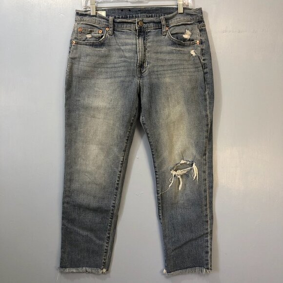 Gap Girlfriend Mid-Rise Distressed Jeans - Picture 1 of 5